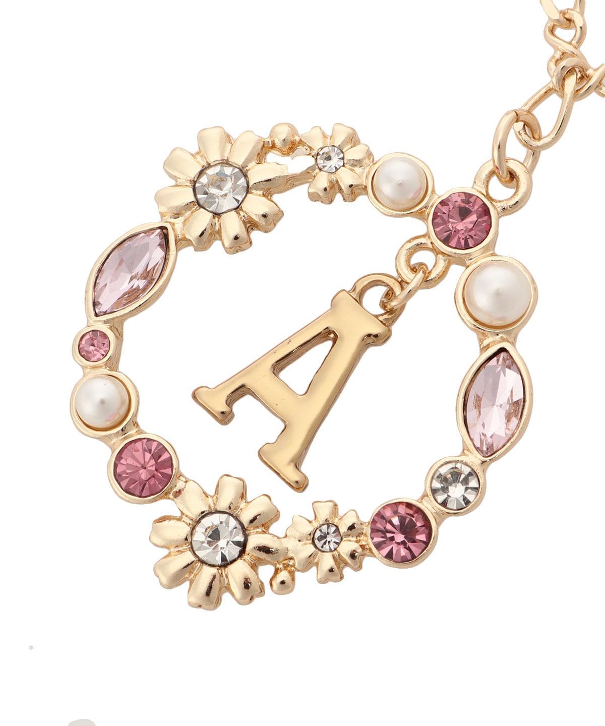 フラワーサークルイニシャルチャームA