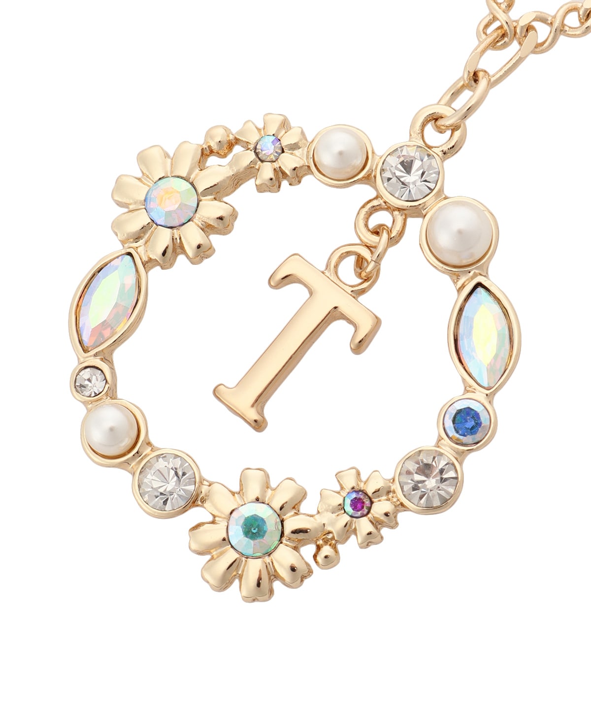 フラワーサークルイニシャルチャームT