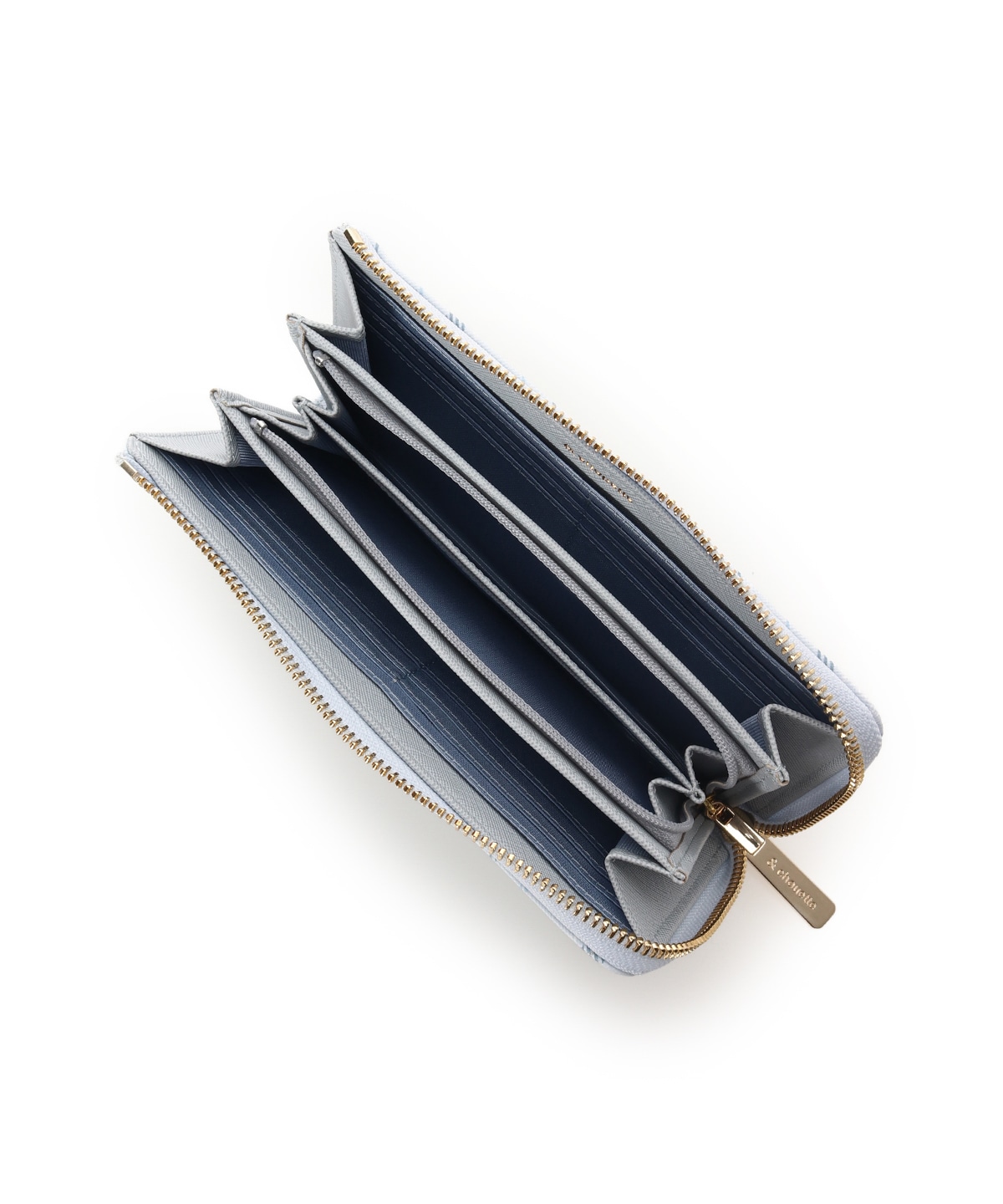 チェックビジュー長財布