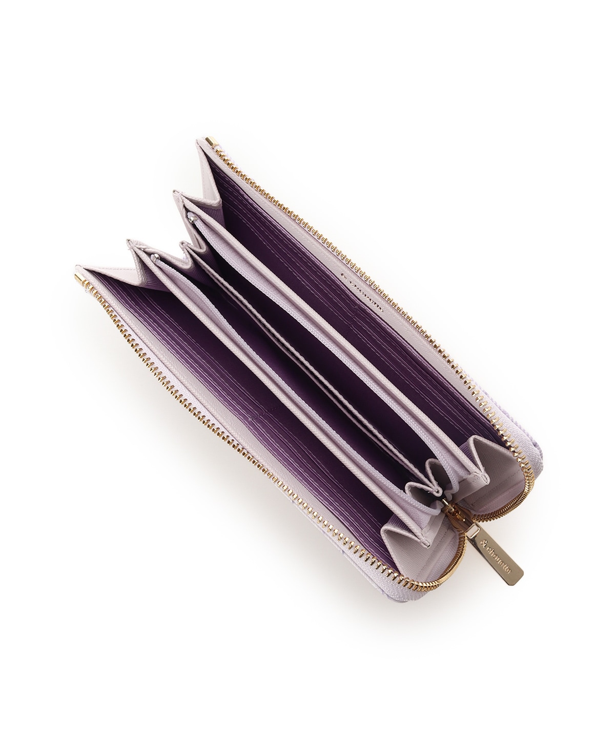 チェックビジュー長財布