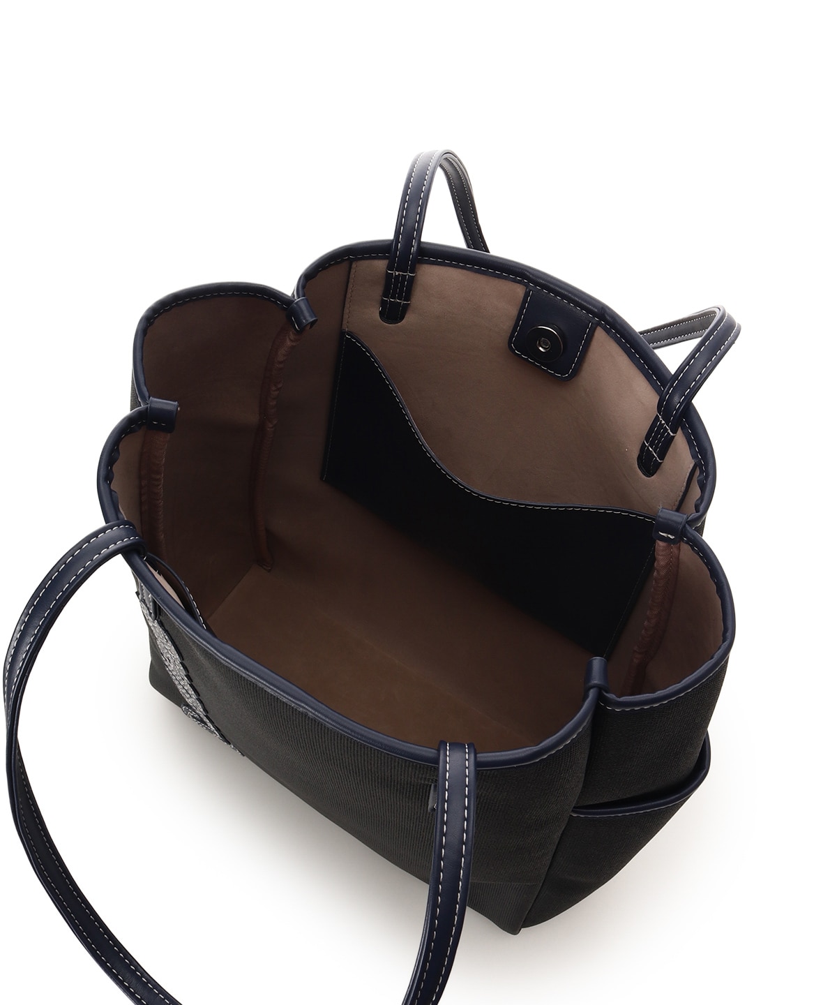 キャンバス風バイカラートートバッグ