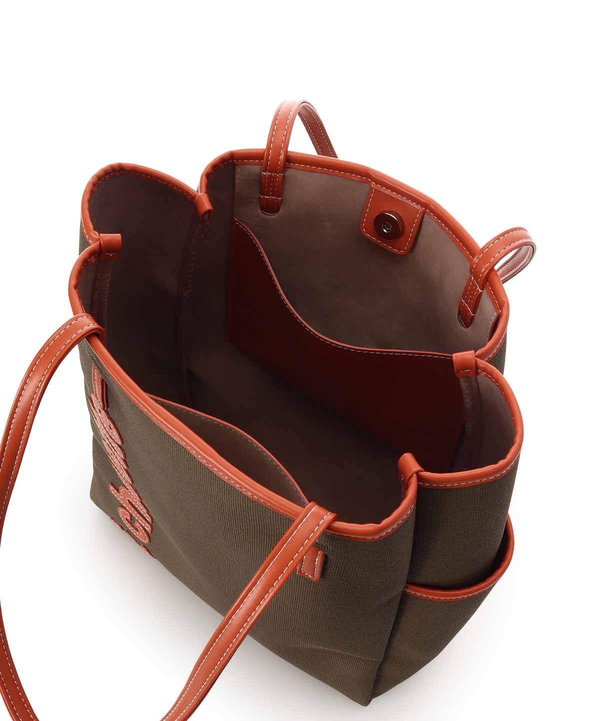 キャンバス風バイカラートートバッグ