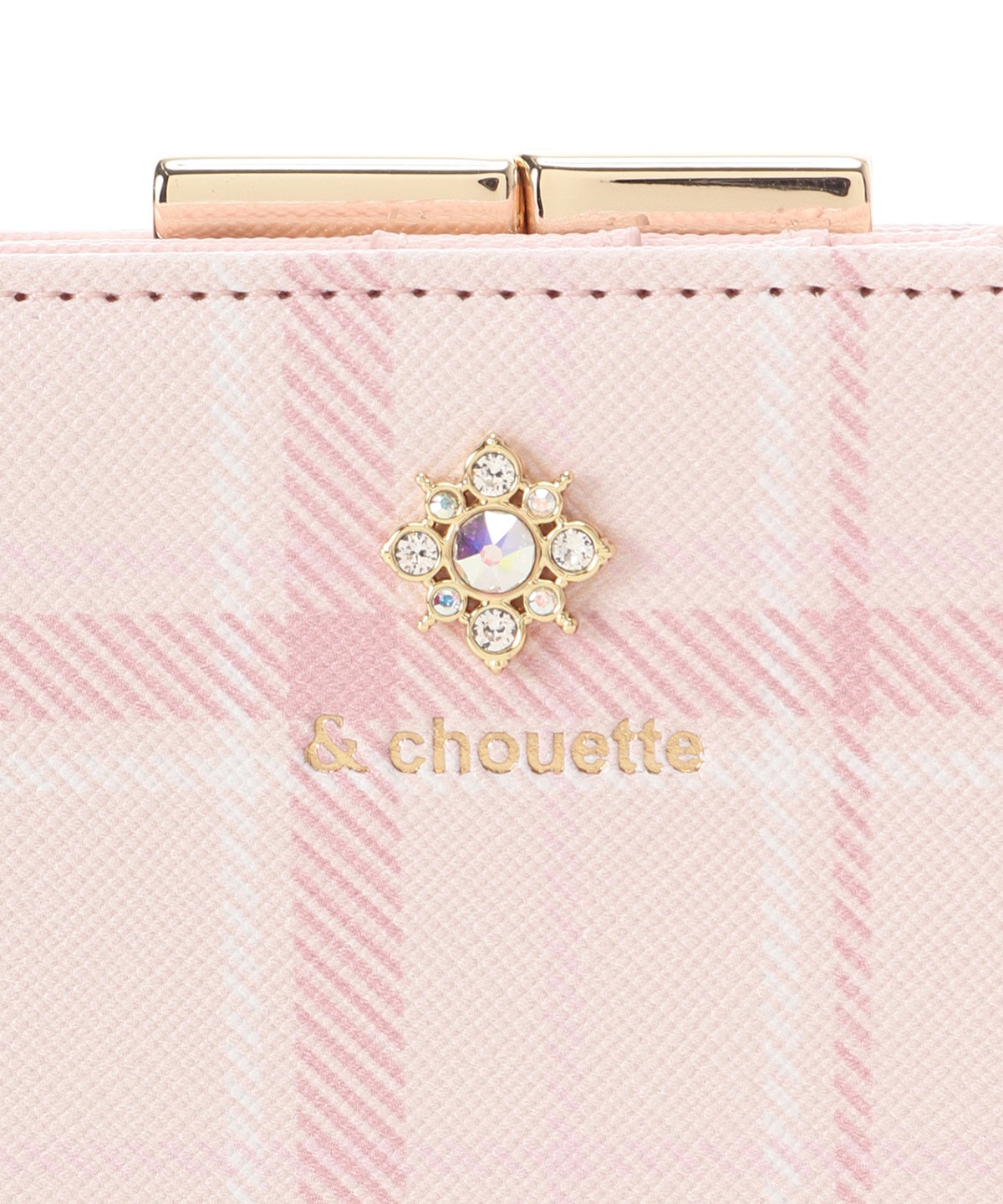 チェックビジュー折財布