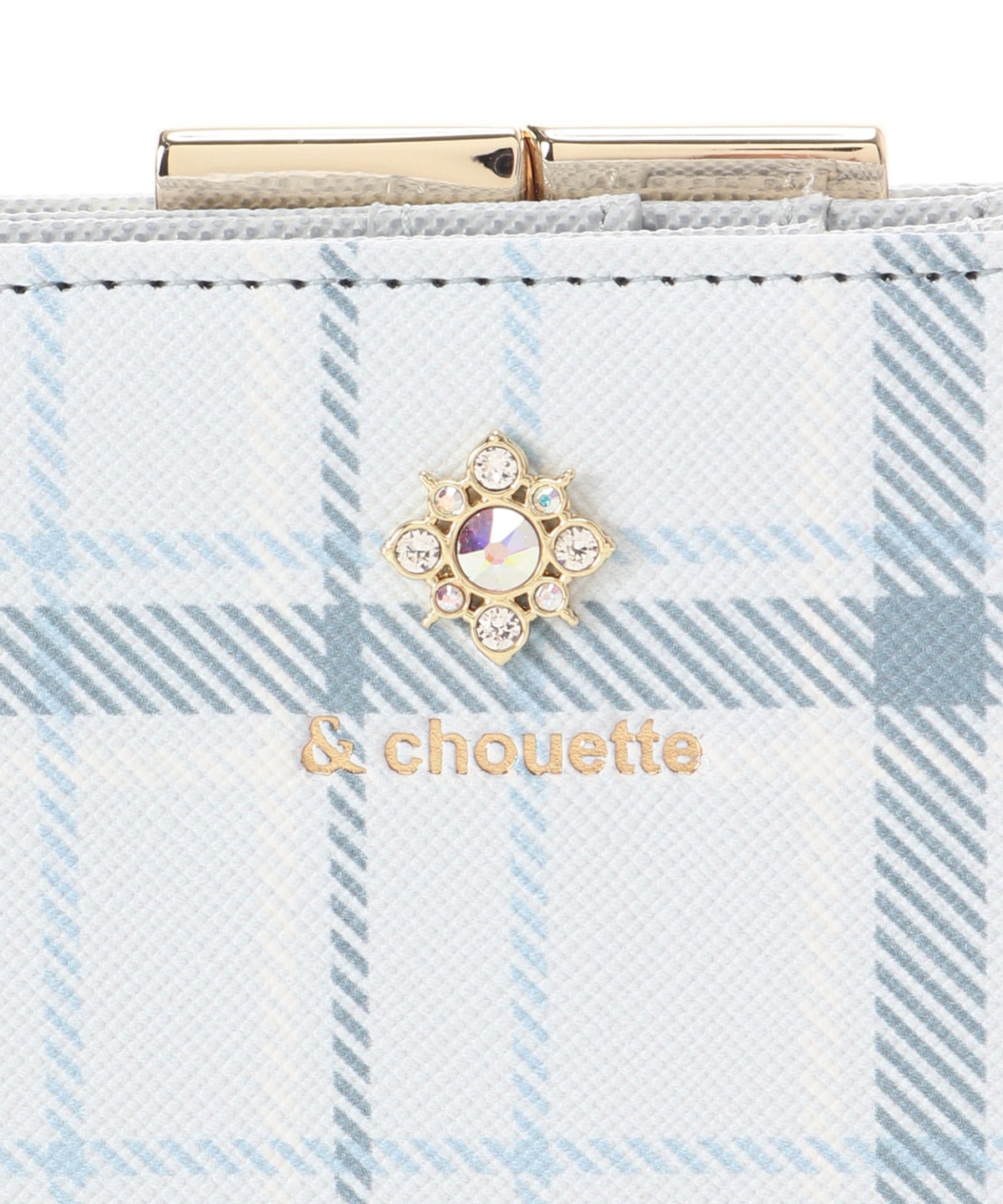 チェックビジュー折財布