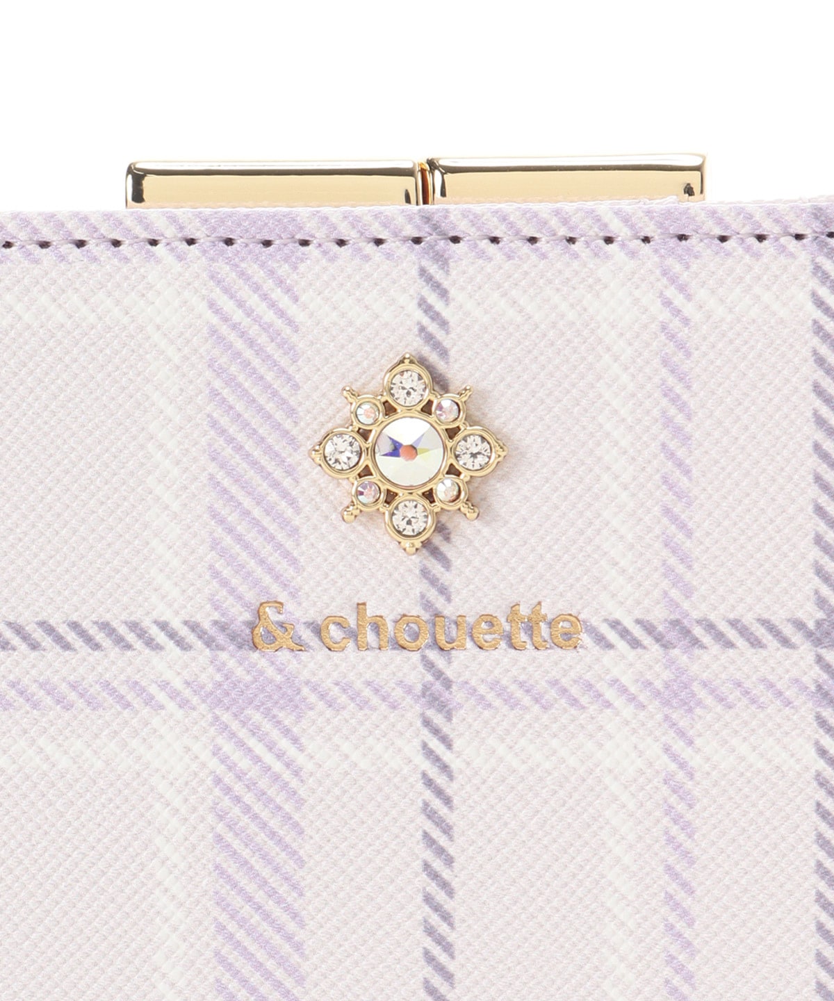 チェックビジュー折財布