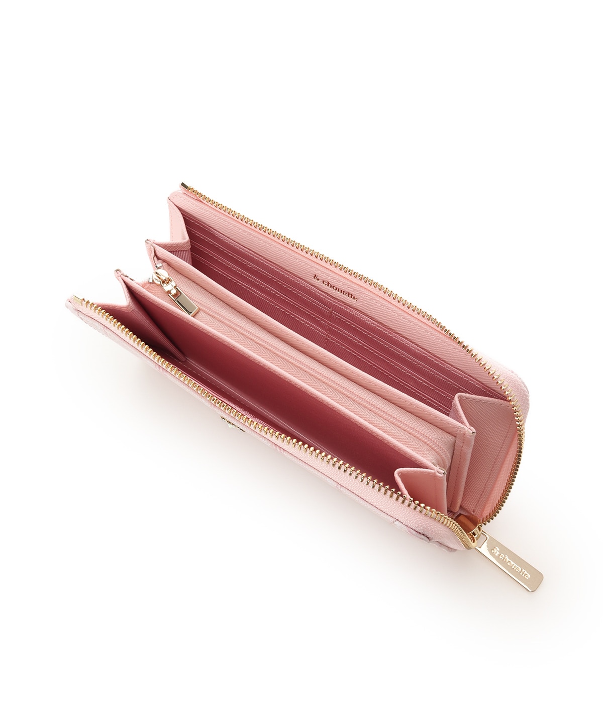 チェックビジュー長財布