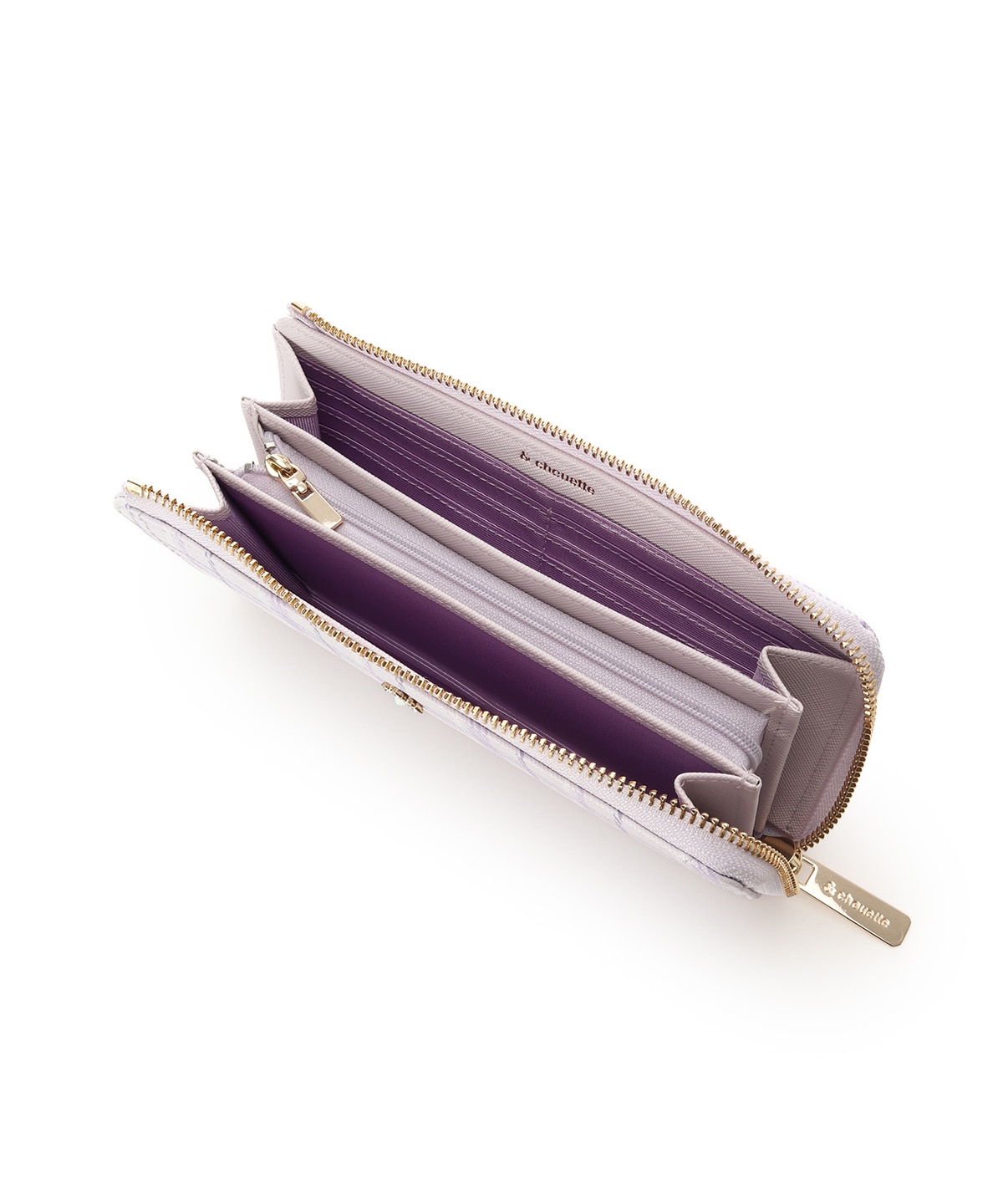 チェックビジュー長財布