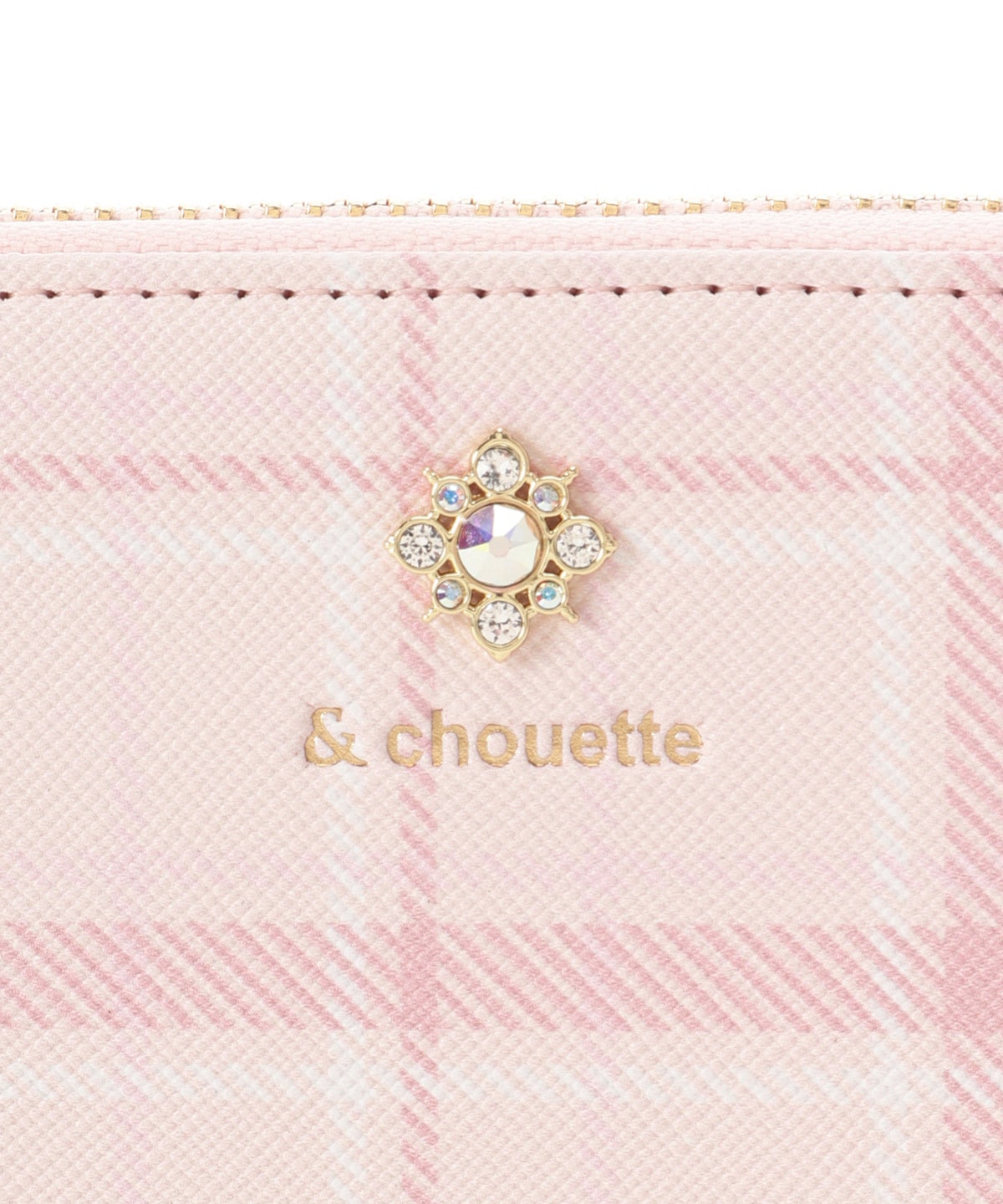 チェックビジュー長財布