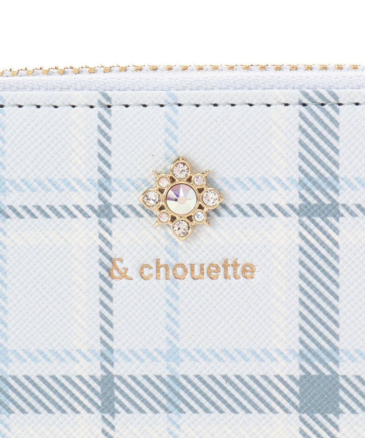 チェックビジュー長財布