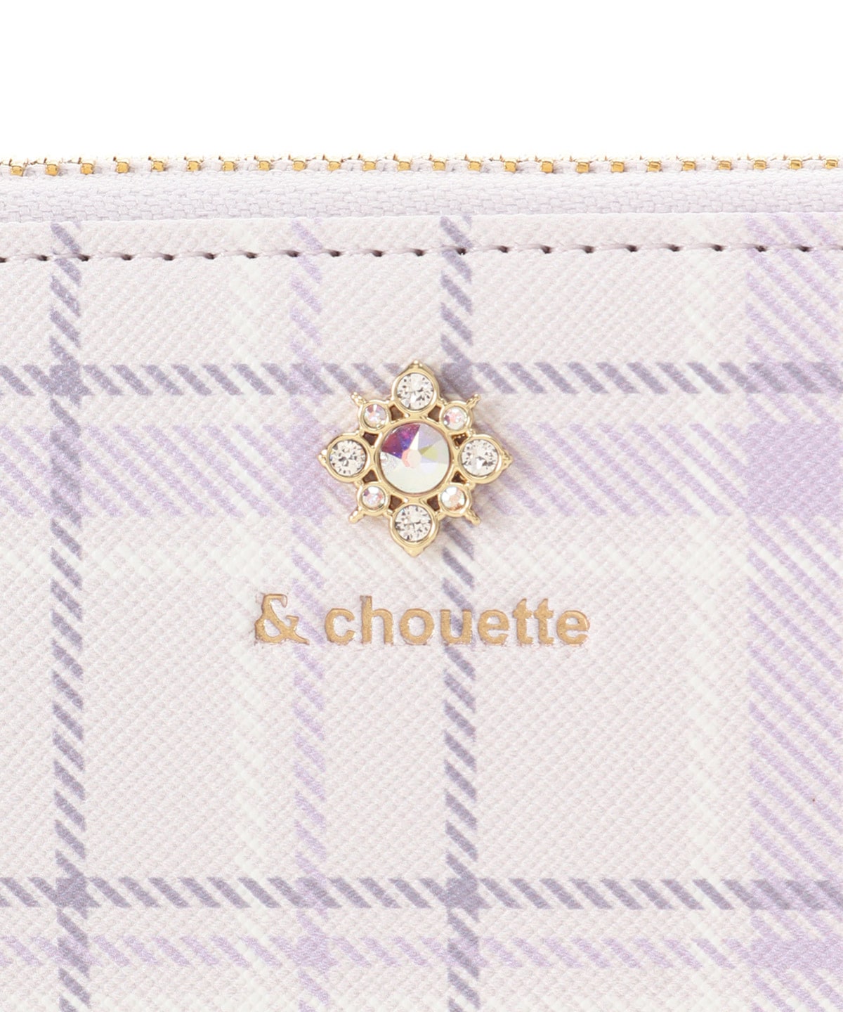 チェックビジュー長財布