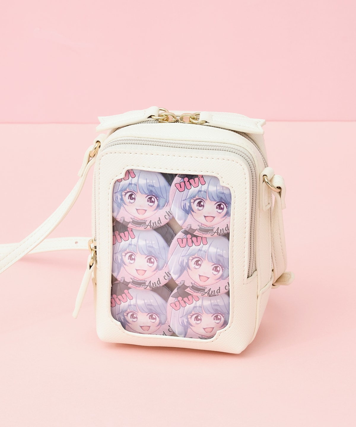 ≪推し事バッグ≫クリアポケット付きビジューショルダーバッグ