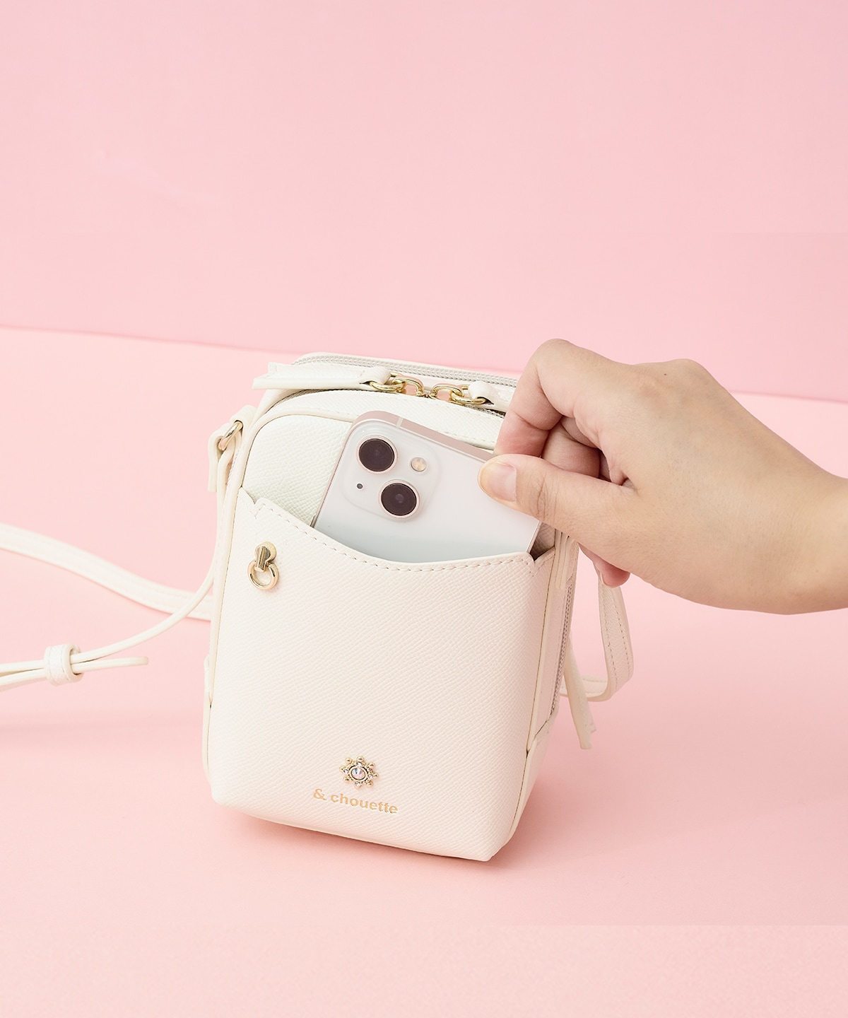 ≪推し事バッグ≫クリアポケット付きビジューショルダーバッグ