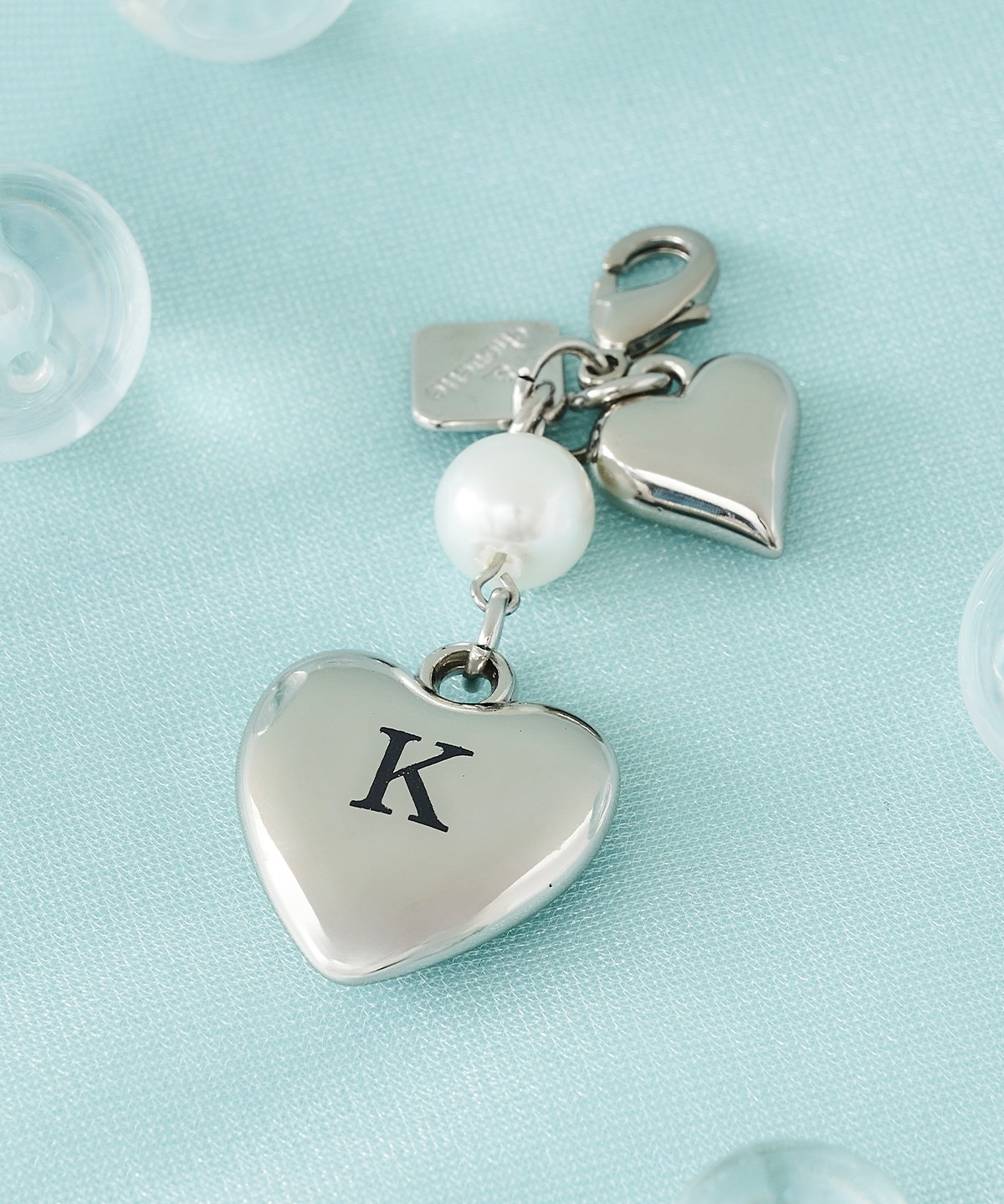イニシャルハートファスナーチャーム K