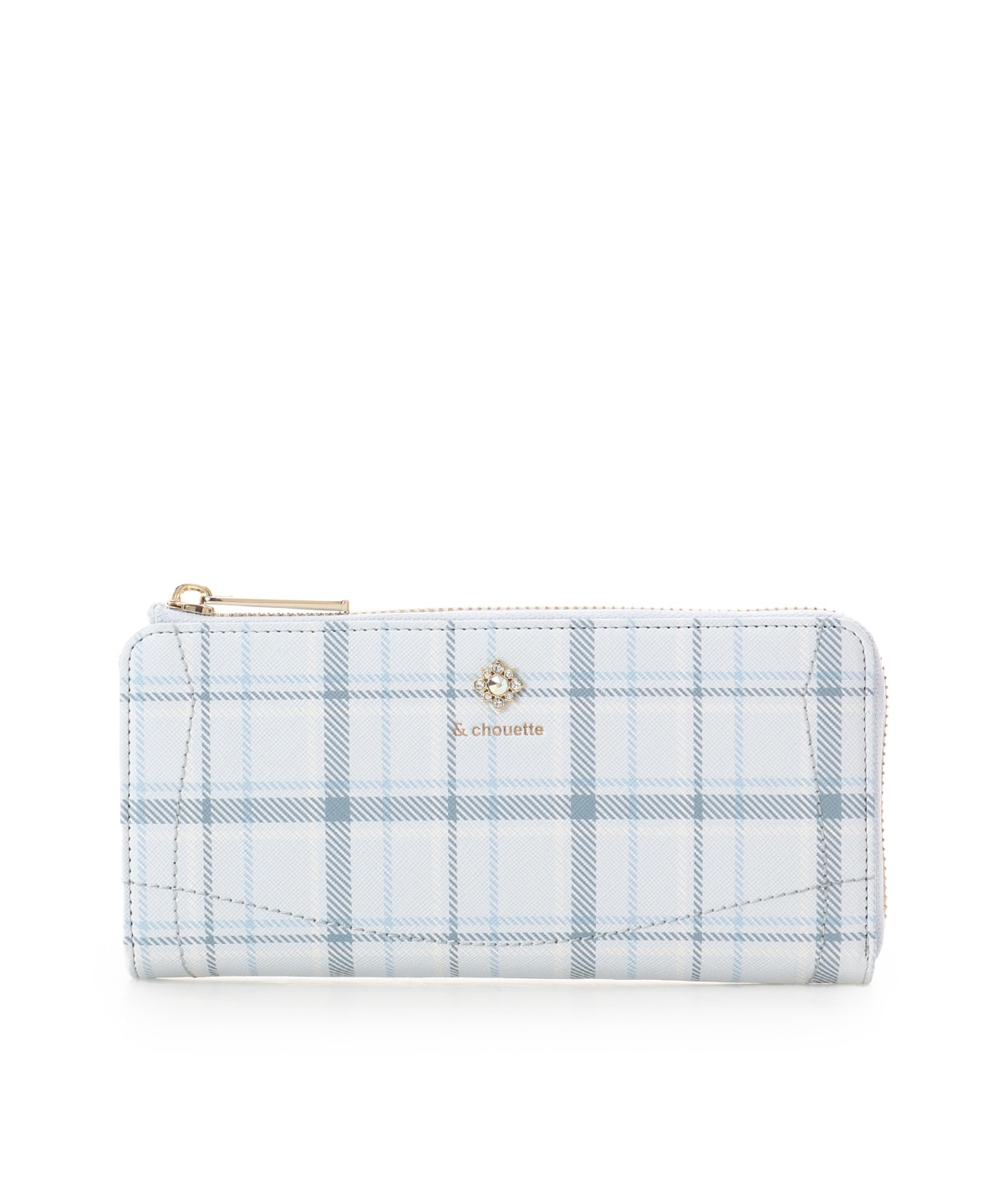 チェックビジュー長財布